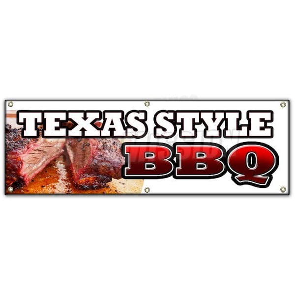 TEXAS STYLEBBQ BANNER SIGN beef brisket ribs pork bar b que open